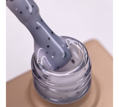 База для нігтів DARK Yogurt Base №02, молочна з чорно-білою крошкою, 10 мл