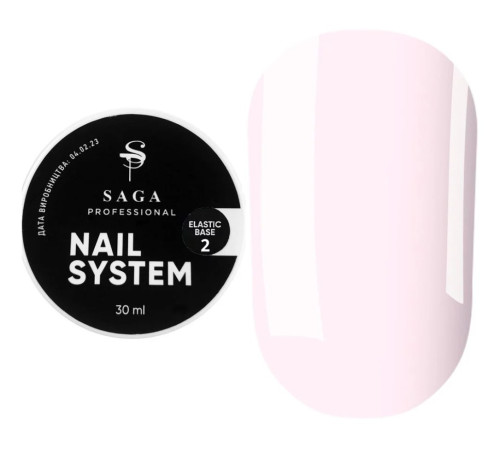 Saga Elastic Nail Base Coat No. 02, milky pink, 30 ml