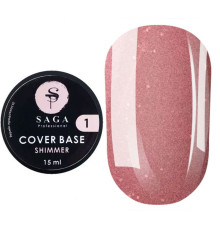 База для нігтів Saga Shimmer base №01, бежево-рожева з шиммером, 15 мл