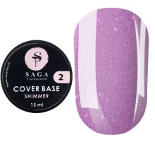 База для нігтів Saga Shimmer base №02, бузкова з шиммером, 15 мл