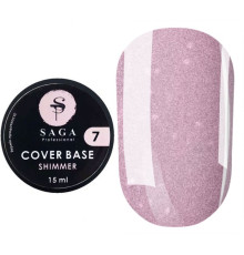 База для нігтів Saga Shimmer base №07, лавандова з шиммером, 15 мл