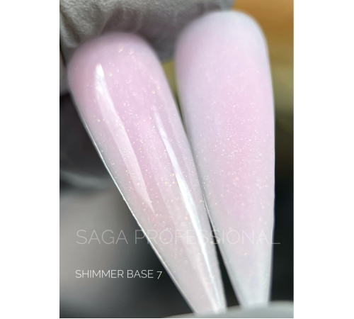 База для нігтів Saga Shimmer base №07, лавандова з шиммером, 15 мл