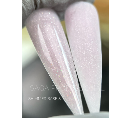 База для нігтів Saga Shimmer base №08, нюдово-сіра з шиммером, 15 мл