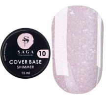 Saga Shimmer base nail base No. 10, soft pink with shimmer, 15 ml
