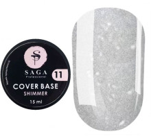 База для нігтів Saga Shimmer base №11, світло-,біла з шиммером, 15 мл