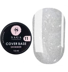 База для нігтів Saga Shimmer base №11, світло-,біла з шиммером, 15 мл