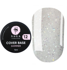 База для нігтів Saga Shimmer base №12, молочна з шиммером, 15 мл