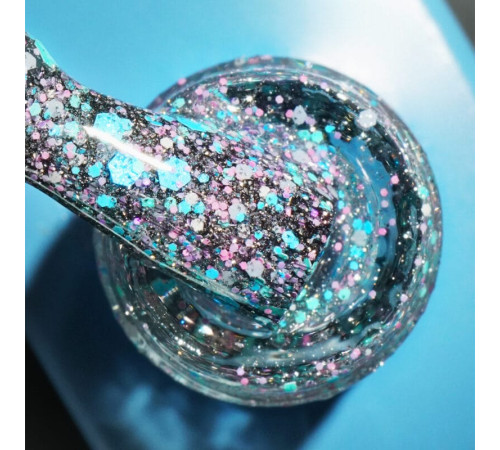 База кольорова DNKA Cover base №053 Glowing світловідбиваюча з блакитними крихтами, 12 мл