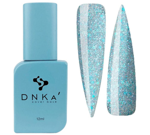 База кольорова DNKA Cover base №053 Glowing світловідбиваюча з блакитними крихтами, 12 мл