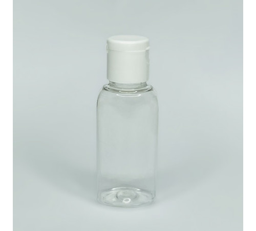 A transparent jar with a flip-top lid of 30 ml