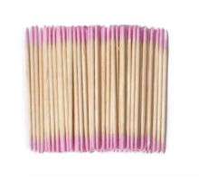 Ватні палички дерев`яні ультратонкі MICRO STICKS Рожеві двосторонні 7 см, 100 шт
