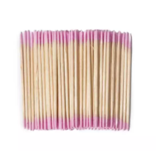Ватные палочки деревянные ультратонкие MICRO STICKS Розовые двухсторонние 7 см, 100 шт
