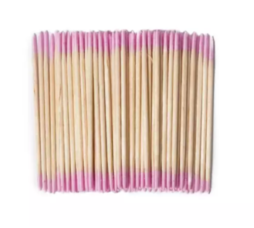 Ватні палички дерев`яні ультратонкі MICRO STICKS Рожеві двосторонні 7 см, 100 шт