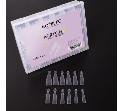 Верхні форми для нарощування Komilfo Acryl Gel Nail Forms Almond мигдаль, 120 шт