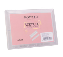 Верхні форми для нарощування Komilfo Acryl Gel Nail Forms Arch арочні, 120 шт