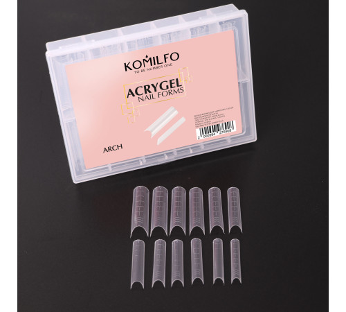 Верхні форми для нарощування Komilfo Acryl Gel Nail Forms Arch арочні, 120 шт