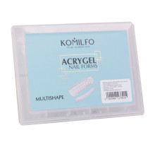 Верхні форми для нарощування Komilfo Acryl Gel Nail Forms Multishape універсальні, 120 шт