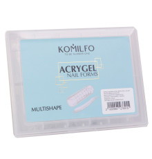 Верхні форми для нарощування Komilfo Acryl Gel Nail Forms Multishape універсальні, 120 шт