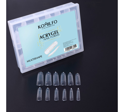 Верхні форми для нарощування Komilfo Acryl Gel Nail Forms Multishape універсальні, 120 шт