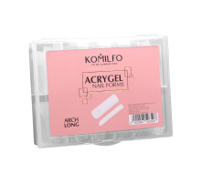 Верхні форми для нарощування Komilfo Top Nail Forms, Long Arch, довгі арочні 130 шт