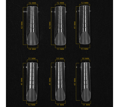 Верхні форми для нарощування Komilfo Top Nail Forms, Long Arch, довгі арочні 130 шт