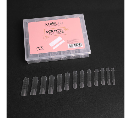 Верхні форми для нарощування Komilfo Top Nail Forms, Long Arch, довгі арочні 130 шт