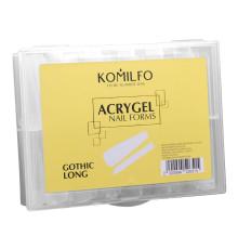 Верхні форми для нарощування Komilfo Top Nail Forms, Long Gothic, довгий готичний мигдаль, 130 шт