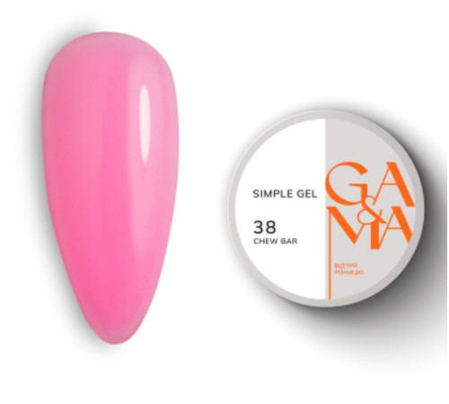 Гель GaMa Simple gel №38 Chew Bar, рожевий, 30 мл