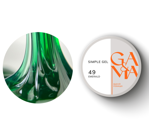 Гель GaMa Simple gel №49 Emerald емеральд, зелений, 15 мл