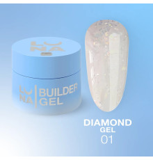 Гель для наращивания Luna Gel Diamond №1, молочный, 15 мл
