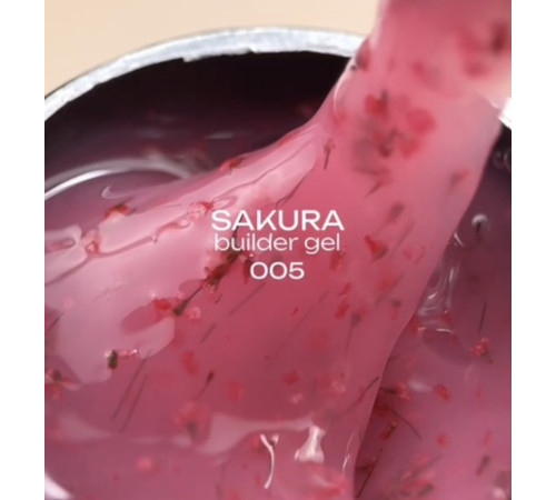 Гель для нігтів FOX Sakura Builder gel №005, з сухоцвітами, 15 мл