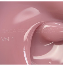 Гель для ногтей Saga Builder gel Veil №01, персиково-розовый, 15 мл