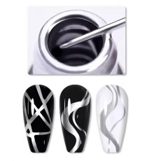 Гель краска Pink Off Liner Metal Silver gel paint, серебряная, 5 г