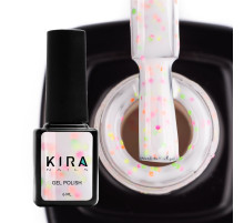 Гель лак Kira Nails Yoghurt Boom №01 білий з яскравими цятками, 6 мл
