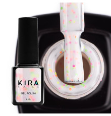 Гель лак Kira Nails Yoghurt Boom №01 белый с яркими крапинками, 6 мл