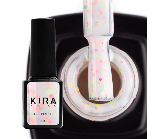 Гель лак Kira Nails Yoghurt Boom №01 білий з яскравими цятками, 6 мл