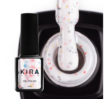 Гель лак Kira Nails Yoghurt Boom №02 білий з червоно-синіми цятками, 6 мл
