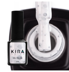 Гель лак Kira Nails Yoghurt Boom №03 белый с черными крапинками, 6 мл