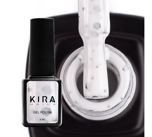 Gel polish Kira Nails Yoghurt Boom No. 03 white with black spots, 6 ml