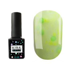 Гель лак Kira Nails Yoghurt Boom №05 лаймовый с желто-салатовыми крапинками, 6 мл