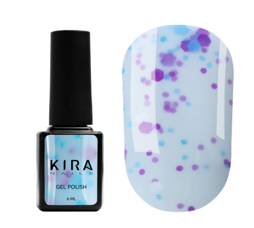 Гель лак Kira Nails Yoghurt Boom №07 блакитний мармелад з неоновими блискітками, 6 мл