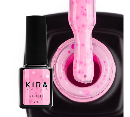 Гель лак Kira Nails Yoghurt Boom №09 рожевий з крупними цятками, 6 мл