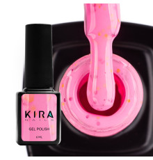 Гель лак Kira Nails Yoghurt Boom №10 малиновый смузи с неоновыми блестками, 6 мл