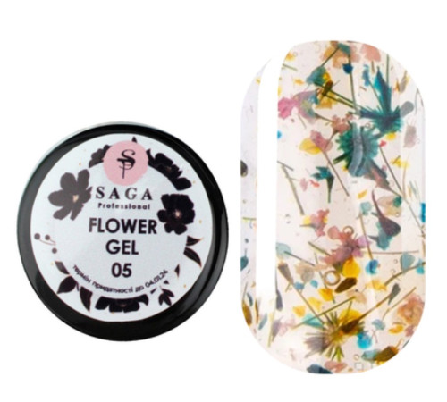 Гель з сухоцвітами SAGA Flower Gel №5 бежевий мікс, 5 г