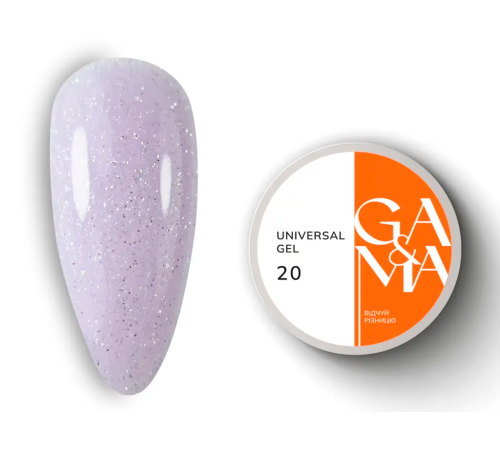 Universal gel GaMa Universal gel liquid #20, lavender with shimmer, 15 ml