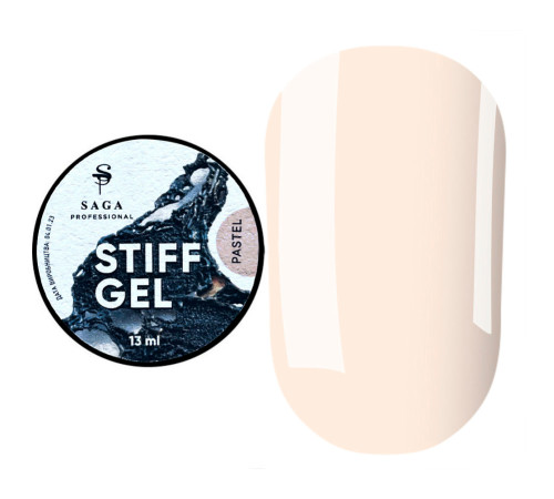 Saga STIFF gel nail polish №02 Pastel, cold beige, 15 ml
