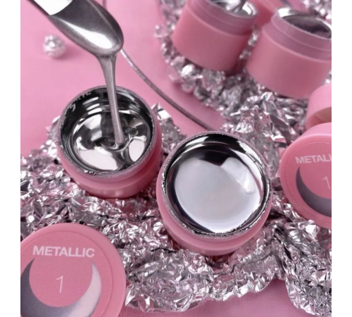 Гель-фарба для нігтів LUNA Metallic Gel №1, срібна, 5 мл