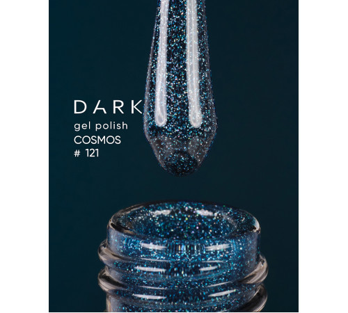 Gel polish DARK Cosmos No. 121, turquoise blue, 6 ml