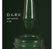 Gel polish DARK No. 034, saturated dark green, 10 ml