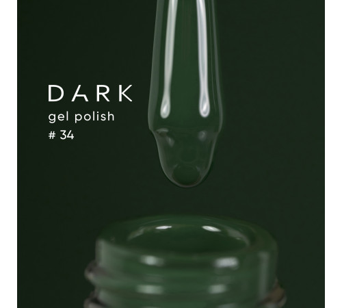 Gel polish DARK No. 034, saturated dark green, 10 ml